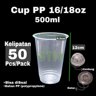 Gelas/Cup Plastik PolyCup 16/18oz + Dome Lid / Flat Lid