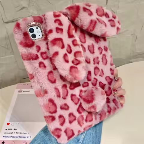 Leopard Fluffy Bunny Tablet Case For Vivo/iQOO Pad 3Pro/2Pro/5Pro 13in Pad 2/3/5/Pro 12.1in Vivo Pad