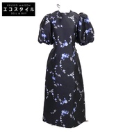Ganni Navy 3D Jacquard Flower One-Piece 40