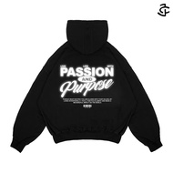 JICO - Unisex Oversized Boxy Hoodie with Double Zip, Light-Up Screen Printing, PASSION