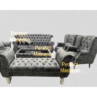 Perabot Maslapan Chesterfield Sofa Velvet Sofa 3 Seater 1 Bench 2 Wing Chairs