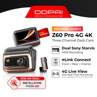 [NEW LAUNCH] DDPAI Z60 Pro 4K GPS 3 Channel Front & Rear Super Capacitor Dash Cam with 4G Connectivi