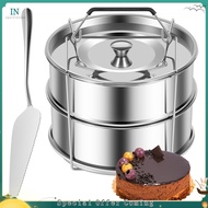 【bairddoro】2-Tiers Stainless Steel Steamer 2.4 Quarts Capacity with Lid Stackable Flan Pan Mold Nons