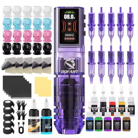DQFART Wireless Tattoo Pen Tattoo kit 6 Hours Battery Life Tattoo Machine for Pro Body Artist Tattoo