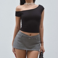 Augety Studio Low-Rise Belted Short Skirt, KENDIE Skirt