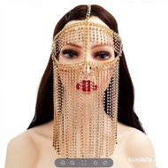 【In stock】Best Women Handmade Faux Crystal Tassel Masquerade Mask Veil Face Chain Belly Dance Stage 