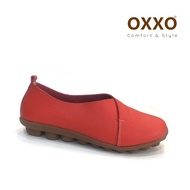 OXXO รองเท้าเพื่อสุขภาพหนังแท้ หนังวัว รองเท้าคัทชู พี้นแบน หนังนิ่มมาก พี้นยางสั่งทำพิเศษ พื้นสูง1นิ้ว ใส่สบาย X06020