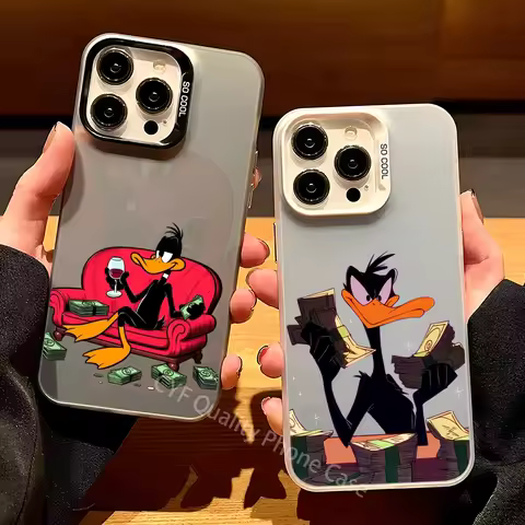 P-Porky Daffy Cute Duck Phone Case For Apple 11 12 13 14 15 16Pro Max Plus Protect Plating Phone Cov