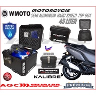 WMOTO SEMI ALUMINIUM WATERPPROOF TOP BOX 45LITER MOTORCYCLE HARD SHIELD TOP CASE KMN KALIBRE HIGH QUALITY
