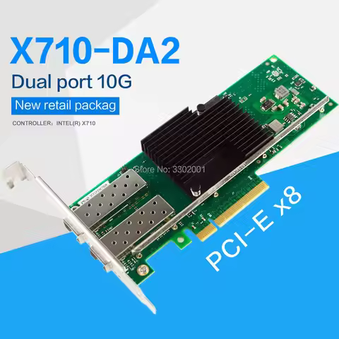 FANMI SFP+ 10Gb Dual Port PCI-e Ethernet Converged Adapter Network Card X710-DA2 SFP not included