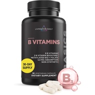Livingood Daily Vitamin B Complex Capsules for Men and Women, Methylated B12 & Folate, 11 Active For
