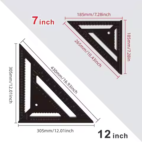 Triangle Ruler 7Inch 12inch Measurement Tool Plastic Carpenter Tools Square Angle Ruler Woodworking 