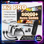 50000games X2 Pro 4KHD Game Stick 44/45 Emulators Retro Game Console Rechargeable Wireless Controlle