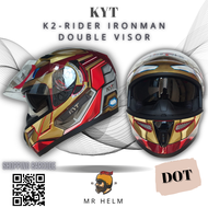 HELM KYT K2 RIDER MARVEL EDITION IRON MAN DOUBLE VISOR ( MR HELM )