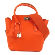 HERMES Swift皮革Toolbox 20銀扣手挽肩背兩用袋Rouge Tomate