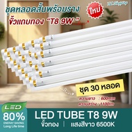 ชุด 30 หลอด หลอดไฟ LED T8 9W พร้อมราง 60cm. แสงสีขาว Daylight 6500K Thailand Lighting หลอดไฟแอลอ