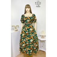 Vietnam Padded Maxi Floral Dress Puff Sleeves with 2 side Pocket