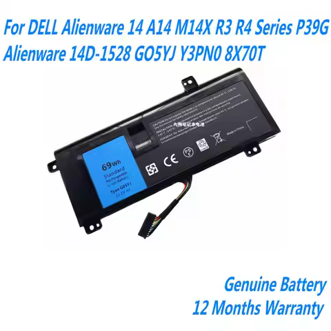 11.1V 69WH G05YJ Laptop Battery For DELL Alienware 14 A14 M14X R3 R4 Series P39G Alienware 14D-1528 