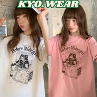 KYO Short-Sleeved T-Shirt Oversized Style Korean Printed With "Before midnight" COTTON 1 Super Soft 