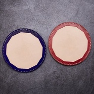 皮革杯墊。手縫皮革材料包 。BSP108