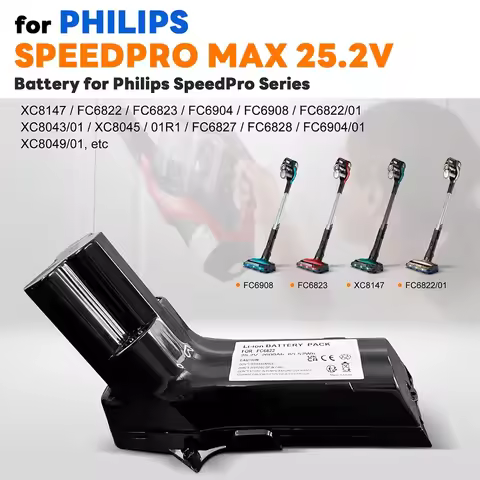 25.2V Battery 6.8Ah for Philips Vacuum Cleaner SpeedPro Max Aqua SpeedPro Max Stick XC8147 FC6822 FC