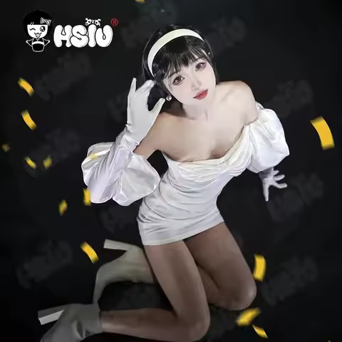 Anime alien stage Costume White dress Full short black hair Sua cosplay Clothing Wigs;3,k8't,