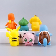 หุ่นอะนิเมะ Pikachu 6ชิ้น/เซ็ตชาร์แมนเดอร์ Psyduck Squirtle Jigglypuff Bulbasaur โมเดลของเล่นคุณภาพส