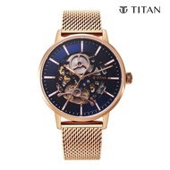 Titan Mechanical Slimline Blue Dial Mechanical Stainless Steel Strap watch for Men