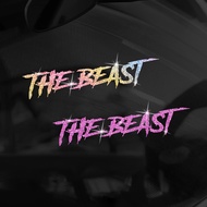 1pc Interesting The Beast Graffiti Font Sparkling Vinyl Sticker, Self‑Adhesive Decal for Motorcycle,