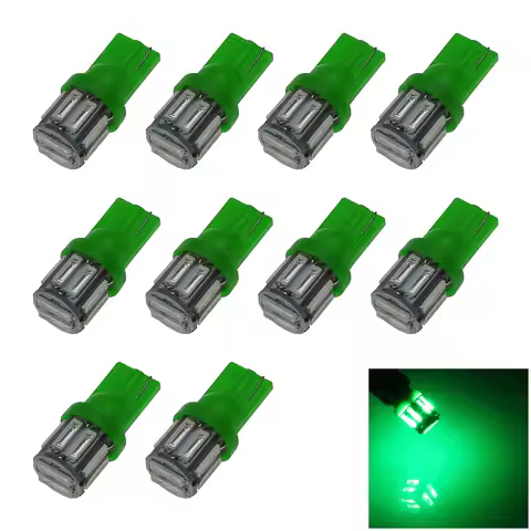 10x Green Car T10 W5W Tail Bulb Clearance Lamp 10 Emitters 7020 SMD LED 464 555 558 Z20102
