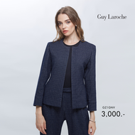 Guy Laroche womans Jacket Light Jacket Jacquard navy Stripe แจ็คเก็ตผู้หญิง คอกลม แขนสามส่วน สีกรม G