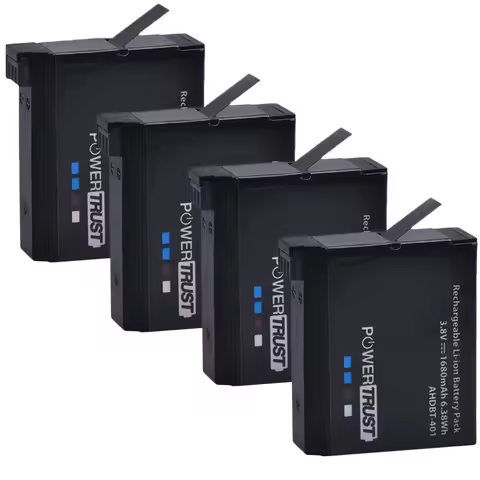 PowerTrust 4Pcs 3.8V AHDBT 401 1680mAh for Go Pro AHDBT-401 AHDBT401 Li-ion Digital Camera Battery F