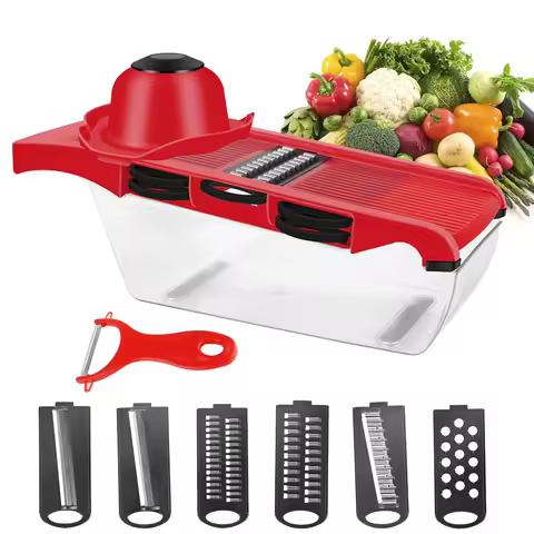 HILIFE Multi-function Fruit Cutter Grater 6 Blades Slicer Cooking Tool Sets Vegetable Mandoline Slic