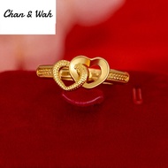 Chan Wah Malaysia Jewellery 916 Gold Ring Double Love Open Ring Adjustable Gold Wedding Jewelry Cinc