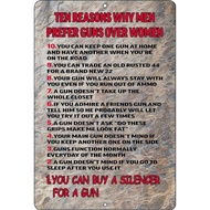 Funny Pro 2nd Amendment Metal Tin Sign Wall Decor Man Cave Bar Prefer Guns Over Women