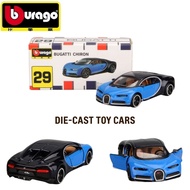 Bburago Bugatti Chiron No.29 Blue 1:64 Die-Cast Alloy Supercar Model – Collectible Free-Rolling Toy 