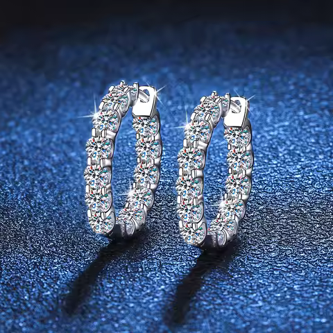 PT950 platinum full diamond moissanite earrings 18K white gold bull head style high-end temperament 
