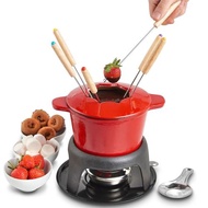 奶酪火鍋架琺瑯單柄鑄鐵起司芝士單人巧克力奶鍋酒精爐架fondue