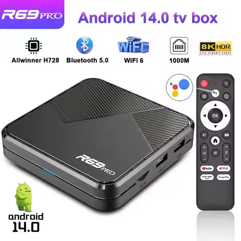 R69Pro Smart Android TV Box Allwinner H728 8K 1000M Wifi6 BT5.0 Voice Control Media Player Set Top B