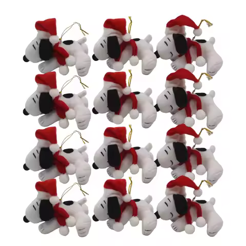 12 Piece Peanuts Christmas Snoopy Plush Pendant Toys Christmas Snoopy Christmas Tree Ornament Toys