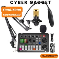 F998/F999 Sound Card with BM800 Microphone For Radio Boardcasting Singing Recording Live 麦克风 声卡
