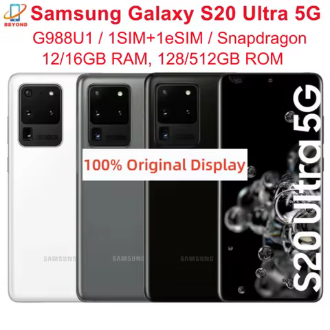 Samsung Galaxy S20 Ultra 5G G988U1 S20U 6.9" RAM 12/16GB ROM 128/512GB NFC Octa Core Snapdragon Orig