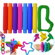 6 PCS Colorful Telescopic Tube Pop Tube Stretching Tube Corrugated Tube Children Adult Stress Relief