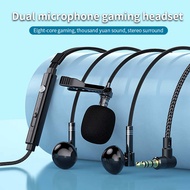 Berwayar permainan Headset 3.5mm Jack fon telinga jenis-C dalam telinga Headphone Dual mikrofon untu