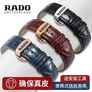 Tali Jam Tangan Kulit Asli Rado Captain Cook Diamond Heritage dengan Kancing Rama-Rama untuk Lelaki 
