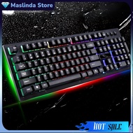 RGB LED Gaming Keyboard Mechanical Feel USB Wired 104 Keys
