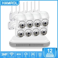 Hamrol New 8CH Wireless CCTV System Mini NVR 3MP HD PTZ IP Camera WiFi Security System Audio Video Surveillance WiFi NVR Kit P2P XMEYE APP