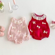 PAULANDPHOEBE - E290 Baby Girl Pink & Red Coquette Romper | Baby Girl Romper