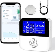 PILSAMAS WiFi Thermometer for Refrigerator Fridge Freezer with Alarm, App Alert, Indoor Thermometer Hygrometer, Remote Temperature and Humidity Monitor, Magnetic Thermometer for Home, Reptile Tank
