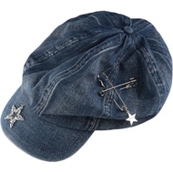 Newsboy Caps for Women, Vintage Denim Hat,Denim Newsboy Hats Flat Cap,Visor Beret Cabbie Painter Hat
